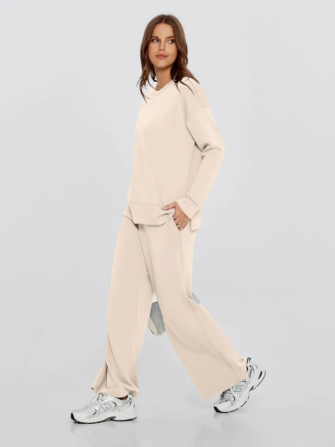 Glamaker Womens 2 Piece Lounge Set Long Sleeve Pullover Tops Long Pants Casual Sweatsuits Tracksuit Sets with Pockets