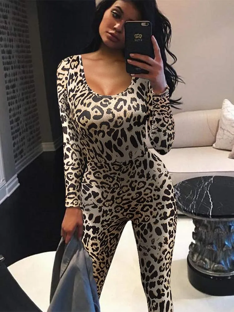 GOKATOSAU Women's Sexy Long Sleeve Bodycon Solid Outfits Club Rompers Jumpsuits
