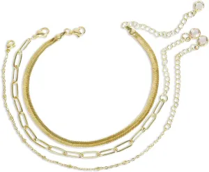 Gold Color Anklet for Women, Stackable Stainless Steel Anklets for Women Waterproof Chain Link Anklet Jewelry Gift