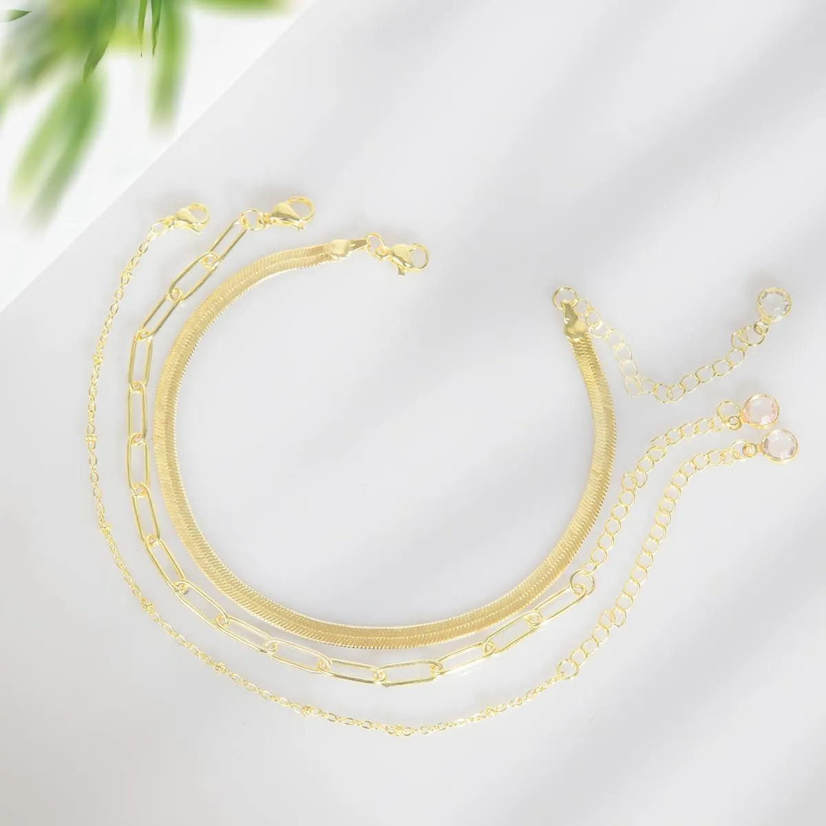 Gold Color Anklet for Women, Stackable Stainless Steel Anklets for Women Waterproof Chain Link Anklet Jewelry Gift