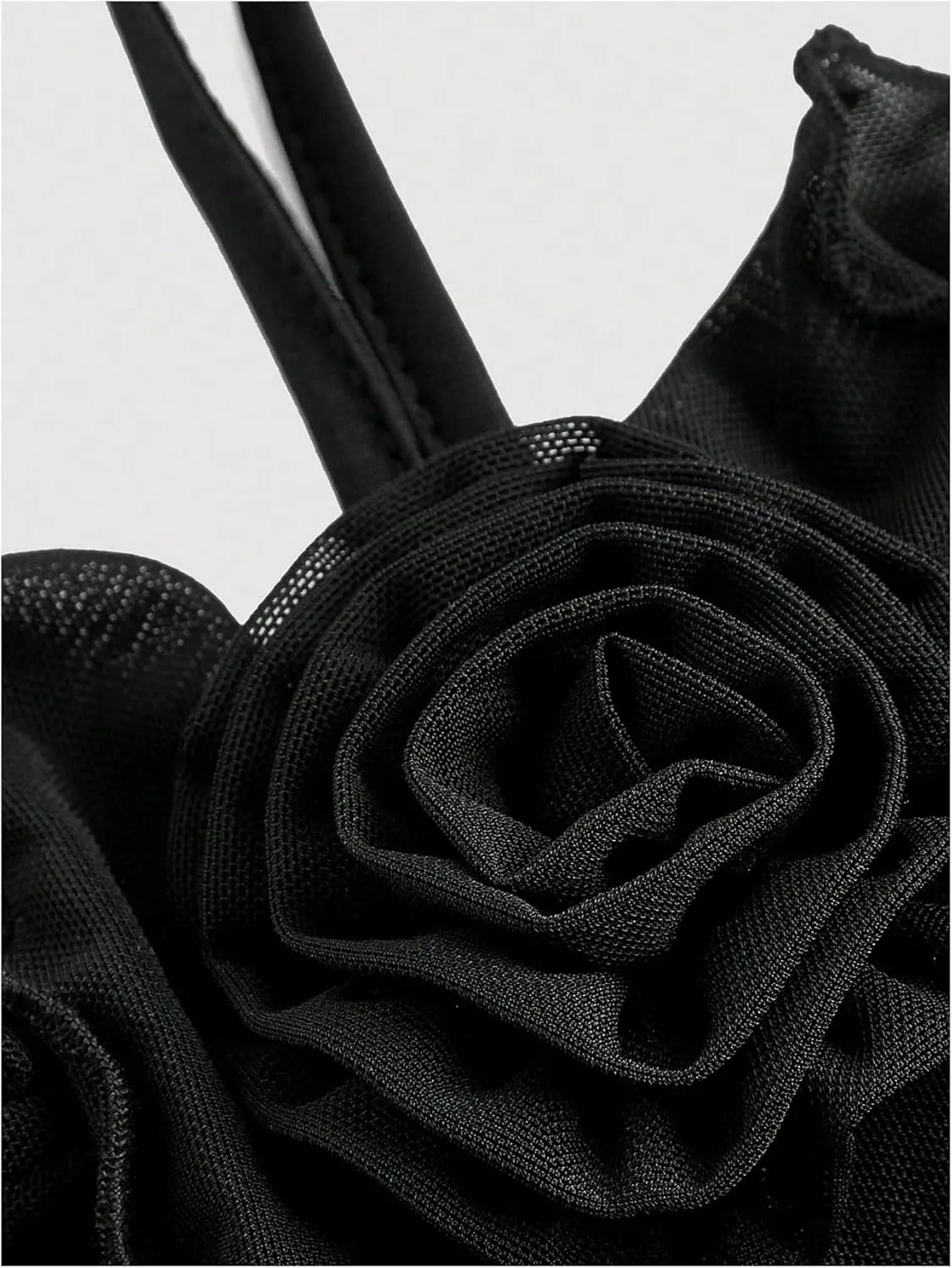 GORGLITTER Women's Flower Strapless Halter Bodycon Mini Dress Y2K Mesh Ruffle Open Back Summer Graduation Prom Sundress