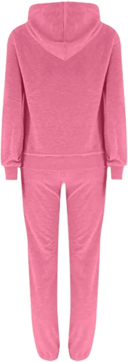 Gumipy Two Piece Sets for Women Plus Size Fleece Lounge Sets Oversized Sweatshirt Hoodie Baggy Sweatpants Spring Sweatsuits