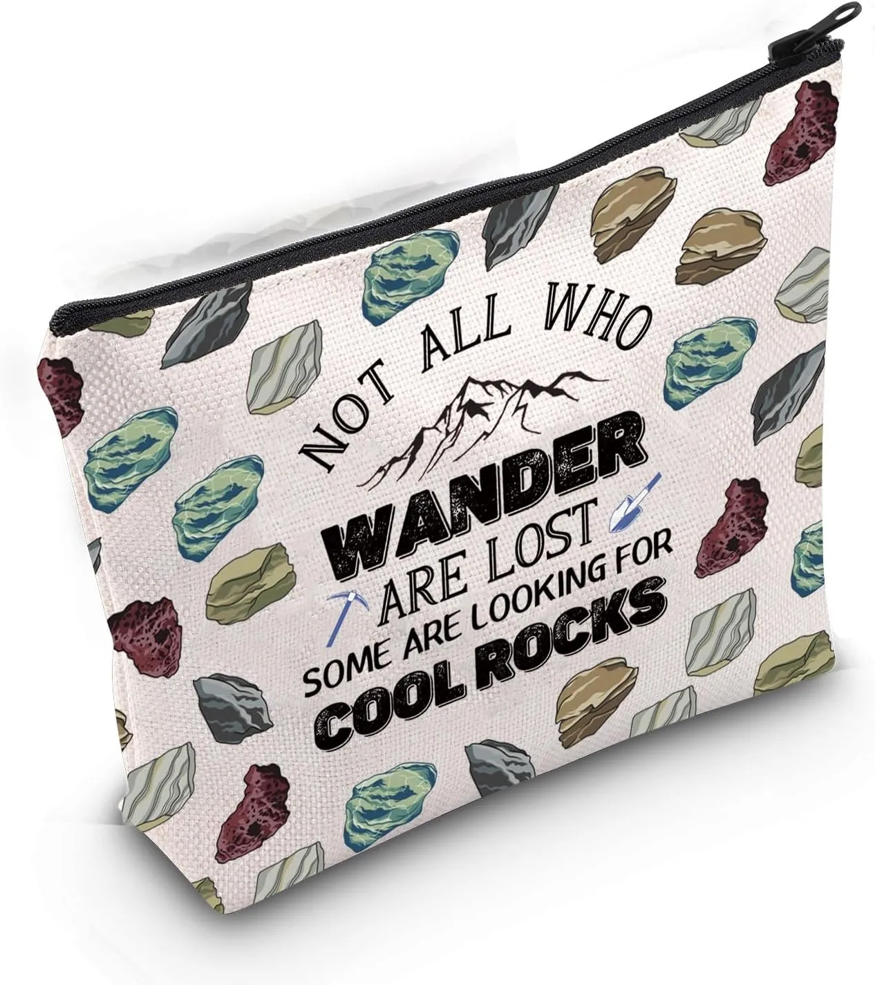 Gzrlyf Geologist Funny Gift Geologist Makeup Bag Not All Who Wander Are Lost Some Are Looking For Cool Rocks Rock Hounding Bag (WANDER ROCKS)