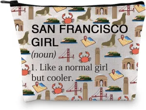 Gzrlyf San Francisco Makeup Bag San Francisco Skyline Gift California Souvenirs Gift Trip Vacation Gift Cosmetic Travel Bag (SAN FRANCISCO GIRL noun)