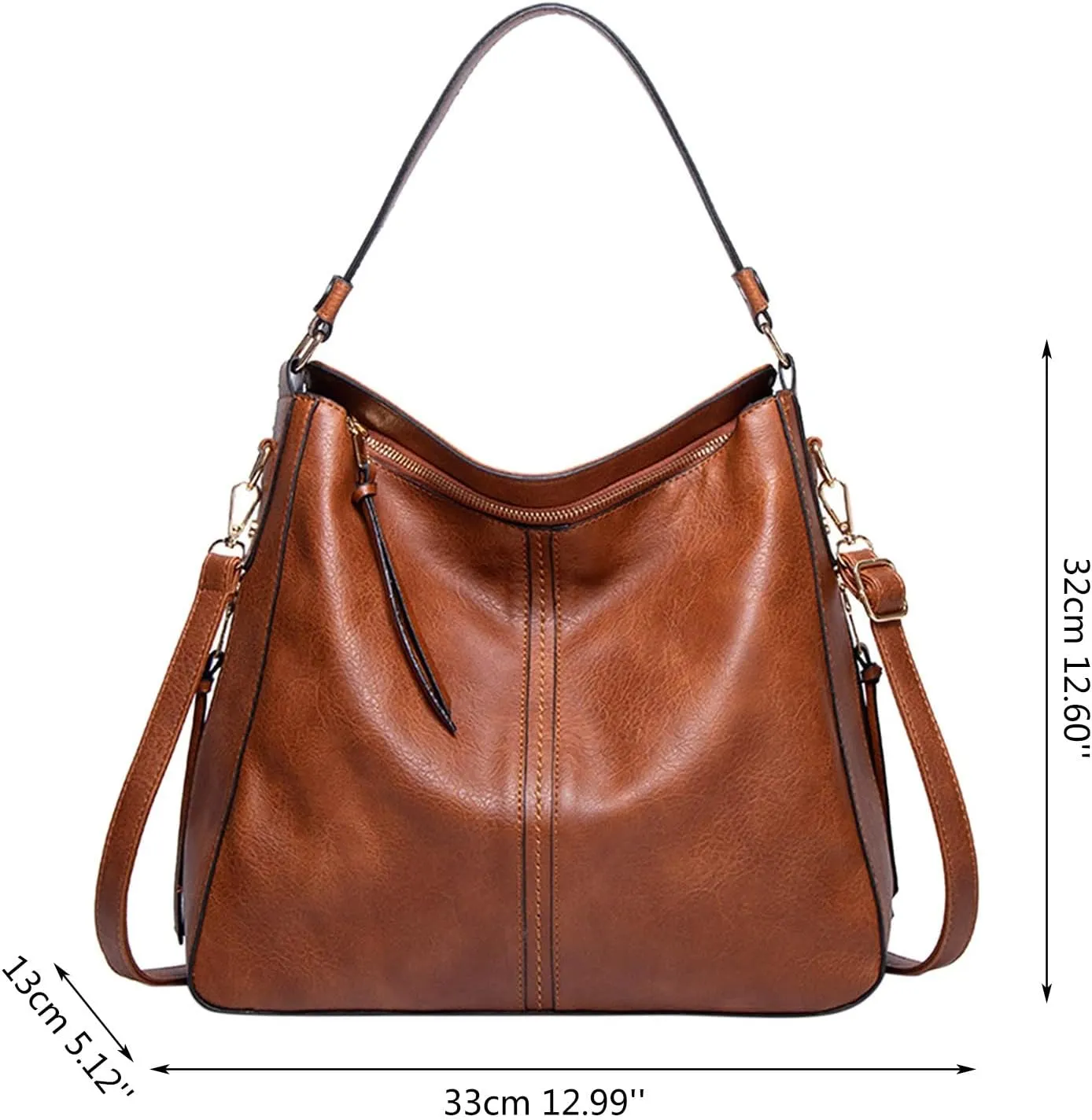 Handbags For Women Large Designer Ladies Bag Bucket Purse Faux Leather Purse Names Bags (Brown, One Size)