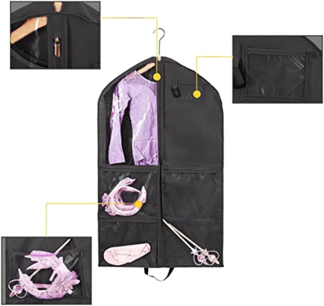 Hanging Garment Bag Waterproof 40 inch for Hanging Clothes Travel Storage Bags for Kids Dance Costumes Sports Skating Theatre Beauty Pageants (Purple 2 packs, 24 x 3 x 40 inches)