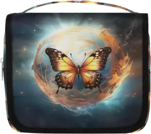 Hanging Toiletry Bag for Women & Men Small Travel Makeup Skincare Necessaire Organizer Kit Cosmetic Bags Waterproof Shower Pouch Expandable Compartments Beautiful Animal Butterfly Galaxy