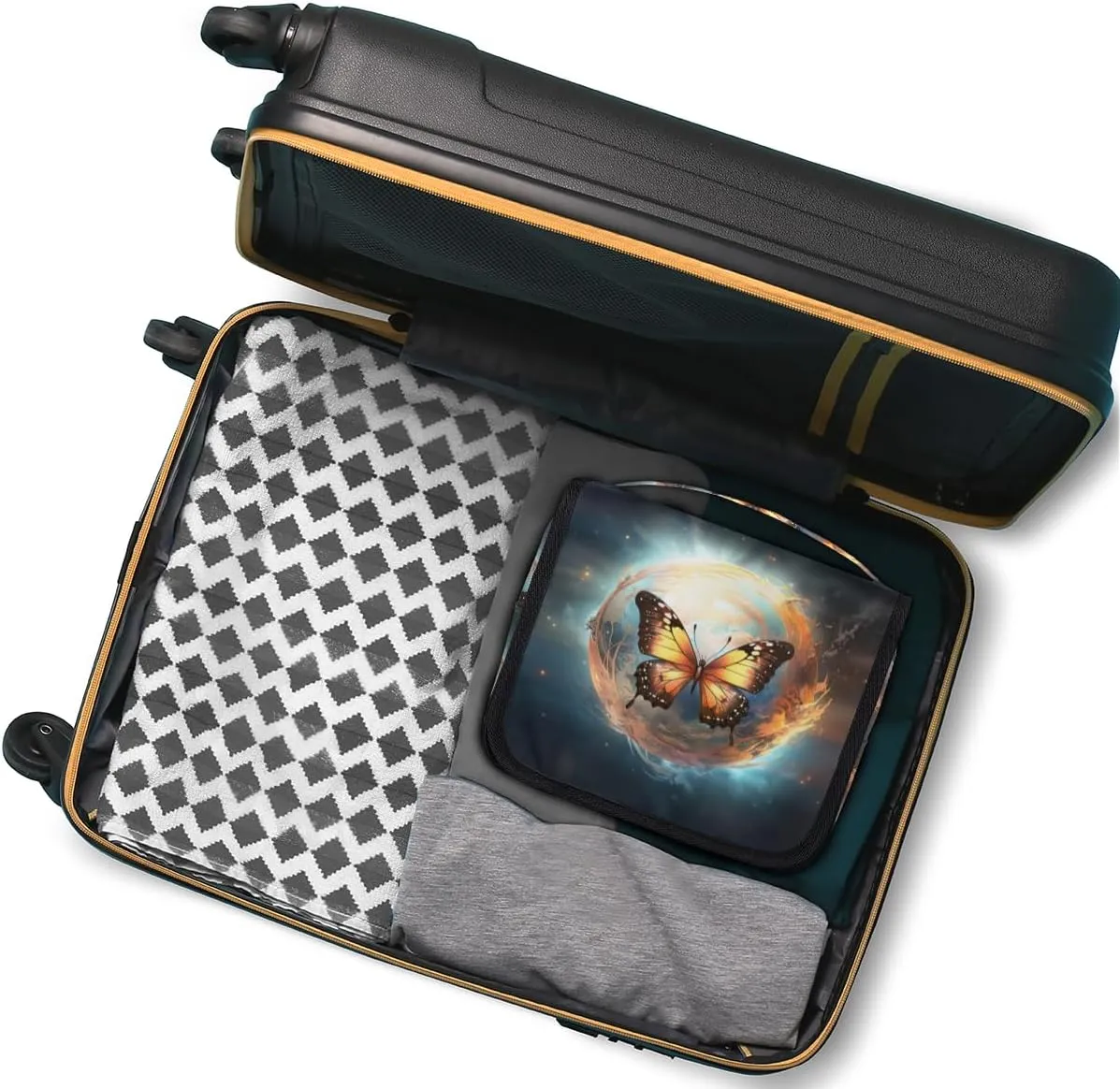 Hanging Toiletry Bag for Women & Men Small Travel Makeup Skincare Necessaire Organizer Kit Cosmetic Bags Waterproof Shower Pouch Expandable Compartments Beautiful Animal Butterfly Galaxy