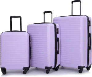 Hardshell Luggage Sets 3 Piece,Rolling Suitcases with Wheels,Travel Suitcase&Hard Shell Suitcases with Adjustable Pull Rod,Two Hooks,TSA Lock,Lightweight,Carry-On ABS (20/24/28) (Lavender Purple)