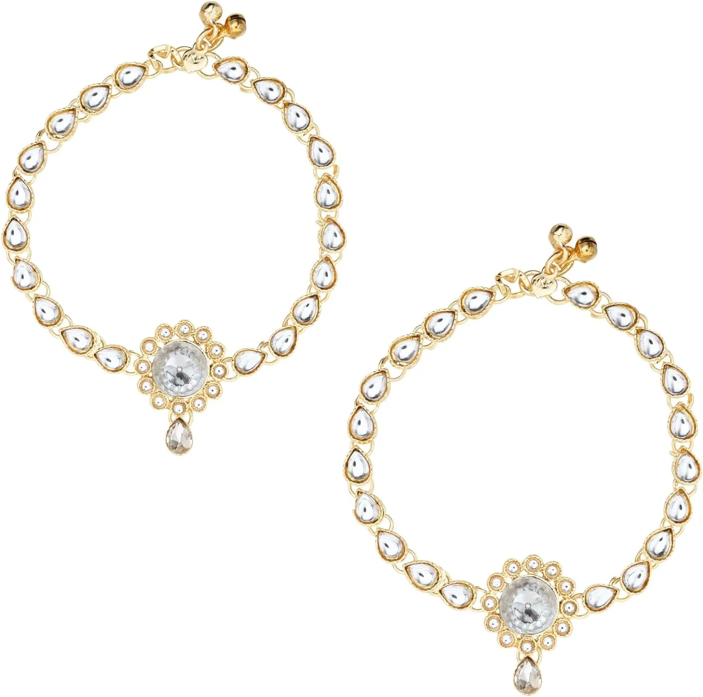 I Jewels Gold Plated Indian Wedding Bollywood Kundan Payal Anklets Jewellery for Women (A019W)