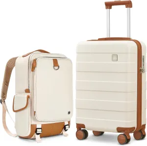 imiomo 3 Piece Luggage Sets,Suitcase with Spinner Wheels,Luggage Set Clearance for Women, Lightweight Rolling Hardside Travel Luggage with TSA Lock (Beige, 2 piece set (BP/20))