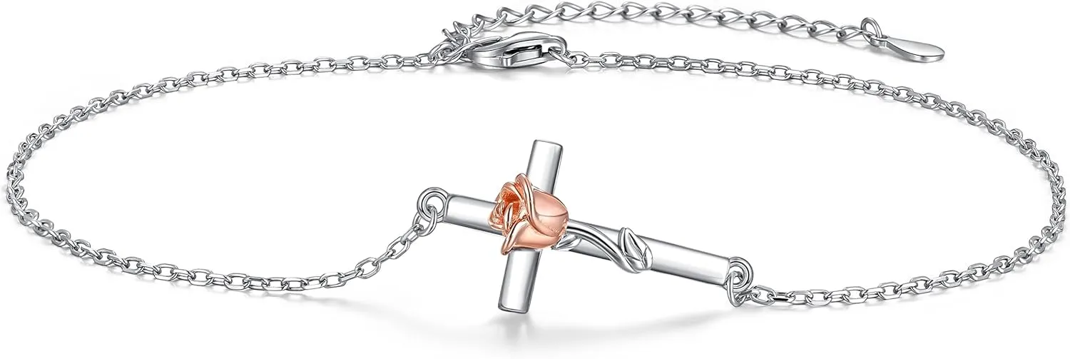Infinity Ankle Bracelets for Women Sterling Silver Love Heart/Rose Flower/Sunflower Anklets -Summer Beach Ankle Chain Jewelry Gifts for Mom Women Wife Girlfriend