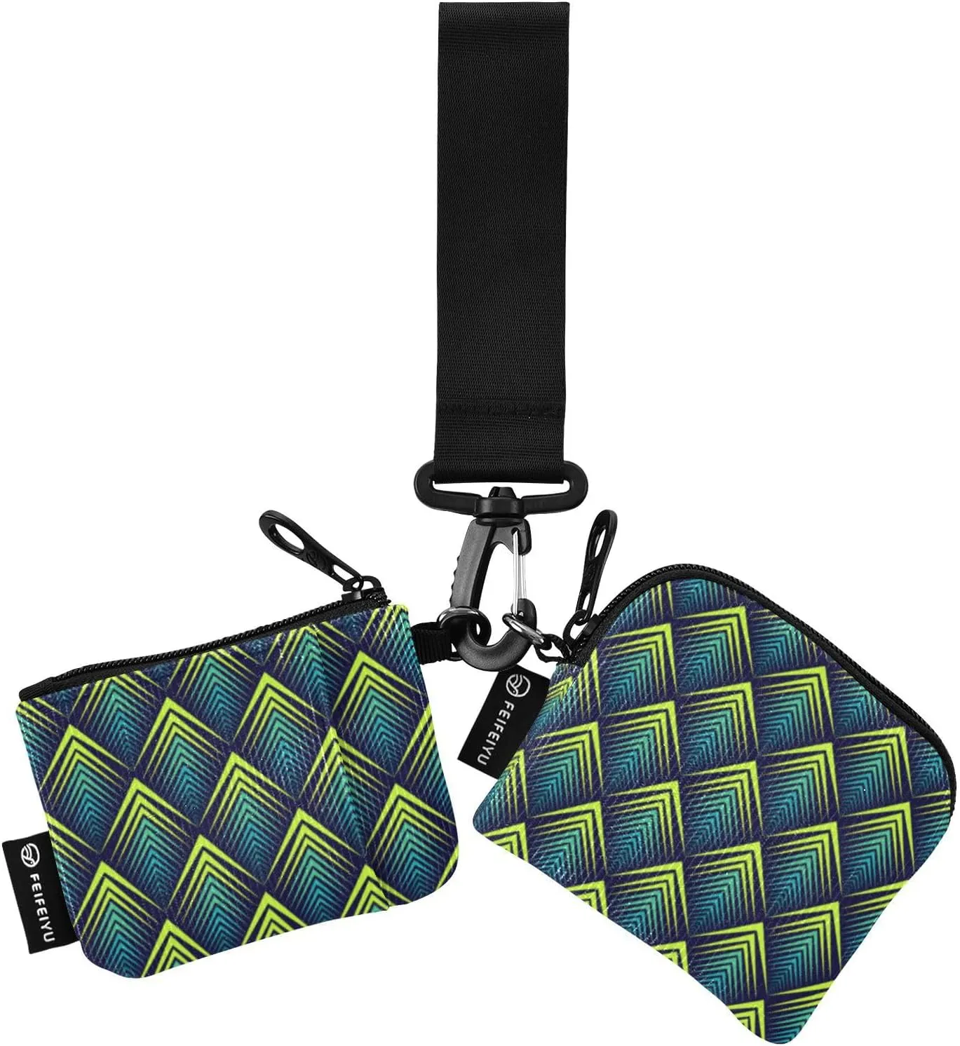 Jagged Edge Pattern Wristlet Keychain Wallets for Women Portable Small Coin Purse