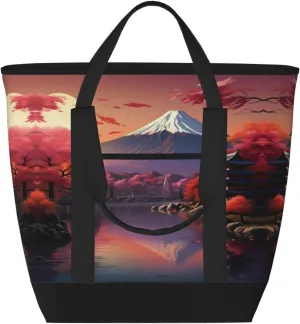 Japan Mount Fuji Landscape Women's tote bags and reusable women's beach bags are suitable for travel insulation and cooling bags.