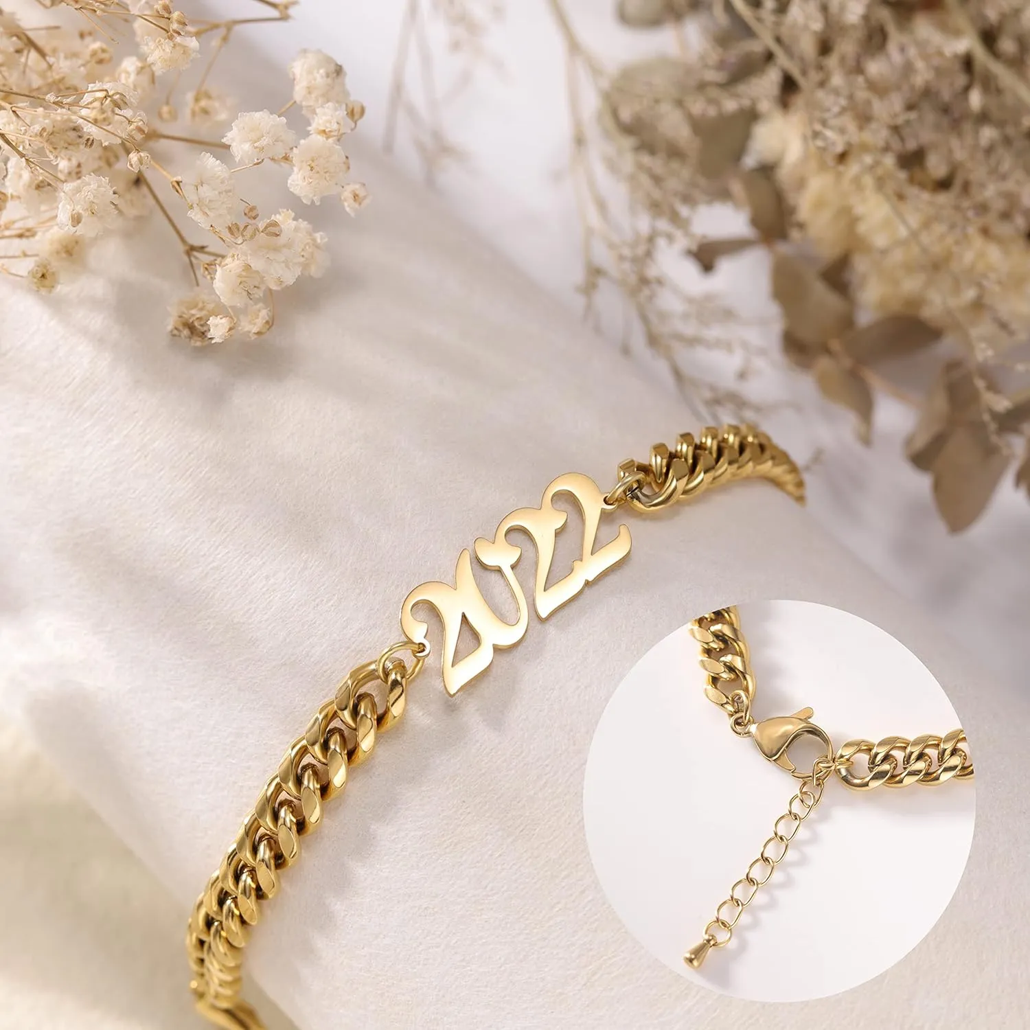 Jecivila Personalized Cuban Link Anklets for Women 18K Gold Plate Name Anklet with Initials Customized Ankle Bracelets for Women Girls 8.7-10.7