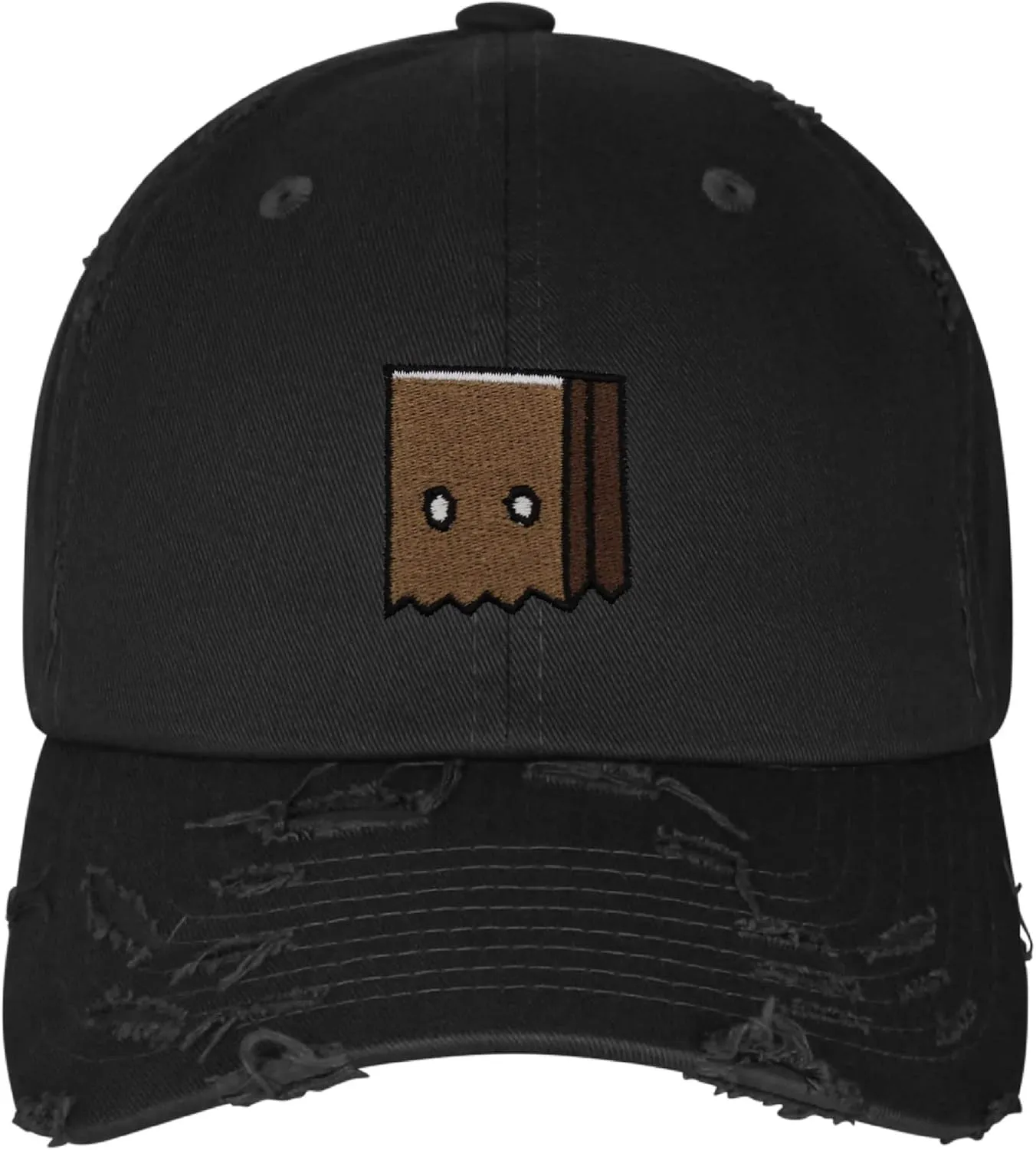 JPAK Paper Bag Mask Vintage Dad Hat Frayed Embroidered Cap Funny