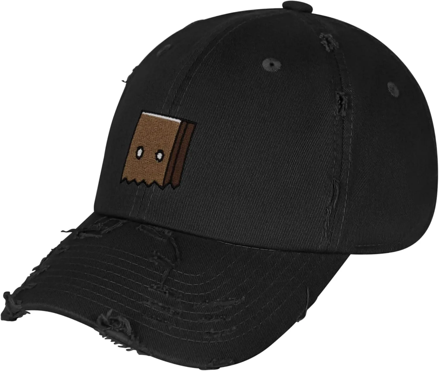 JPAK Paper Bag Mask Vintage Dad Hat Frayed Embroidered Cap Funny