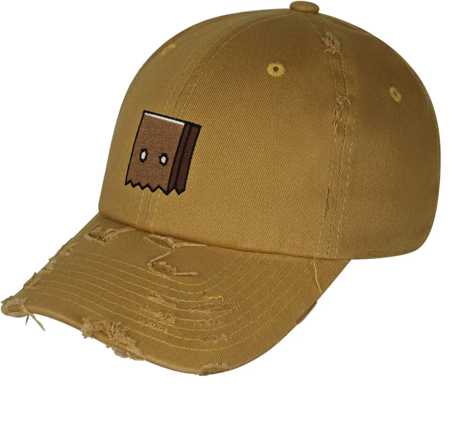 JPAK Paper Bag Mask Vintage Dad Hat Frayed Embroidered Cap Funny