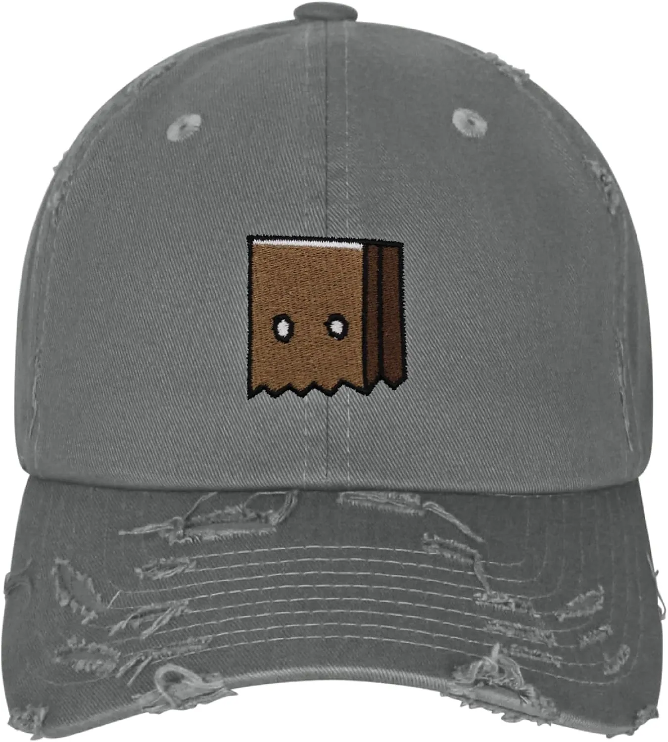 JPAK Paper Bag Mask Vintage Dad Hat Frayed Embroidered Cap Funny