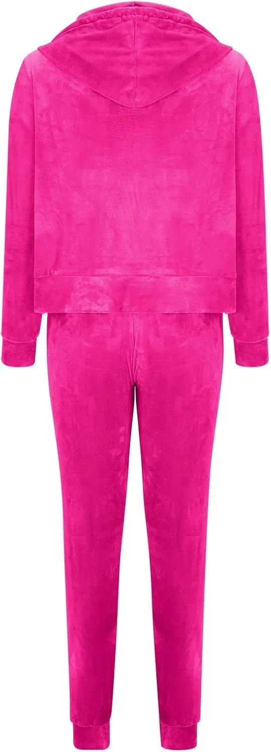 Lastesso Velour Tracksuit Womens Solid Color 2 Piece Tracksuit Zip Up Long Sleeve Tops Long Sweatpants Outfits Lounge Sets
