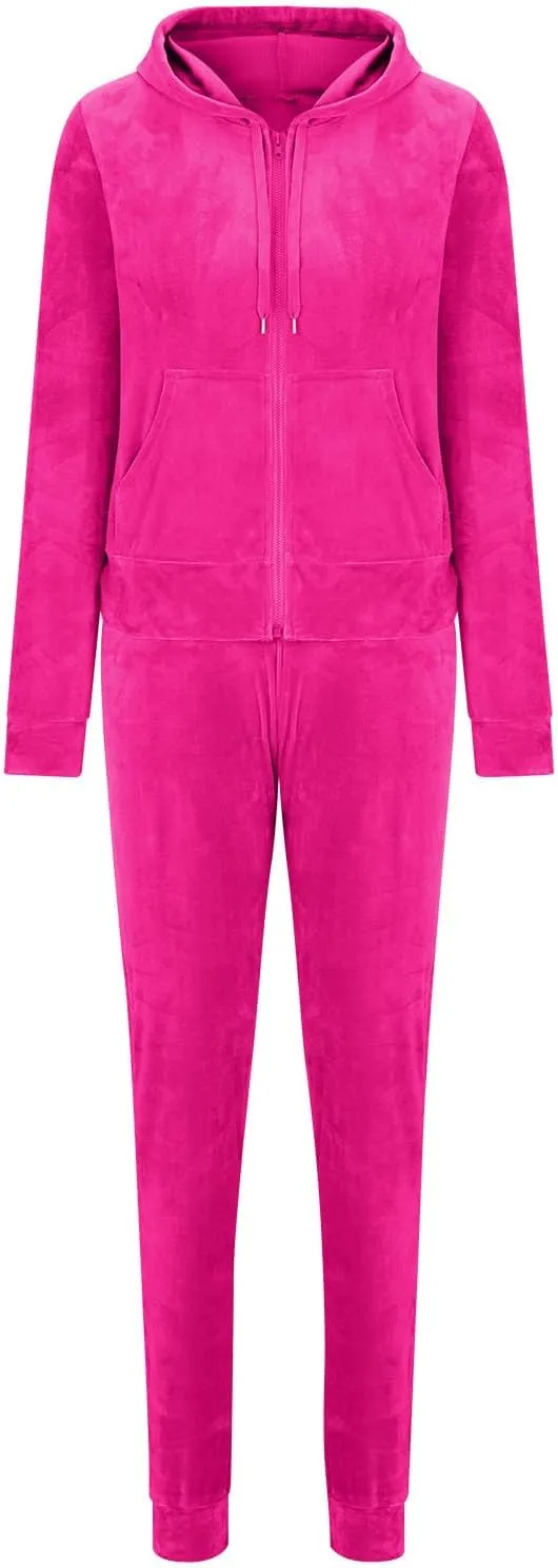 Lastesso Velour Tracksuit Womens Solid Color 2 Piece Tracksuit Zip Up Long Sleeve Tops Long Sweatpants Outfits Lounge Sets