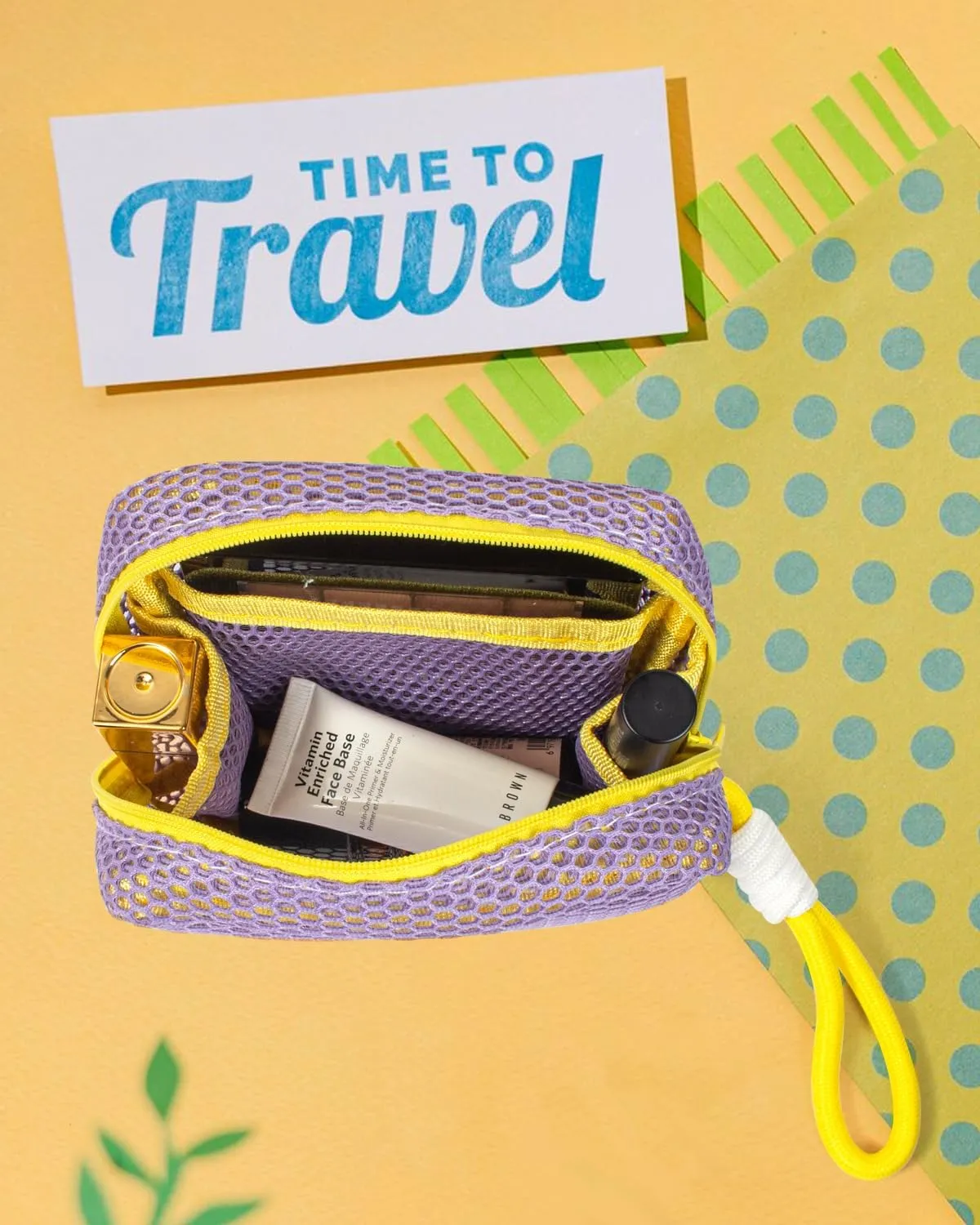 LETGO Mesh Makeup Bag Mesh Cosmetic Bag Travel Toiletry Bag Pouch with Zipper Mini Cute Makeup Cosmetic Travel Toiletry Purse Bag for Travel Accessories (Purple)