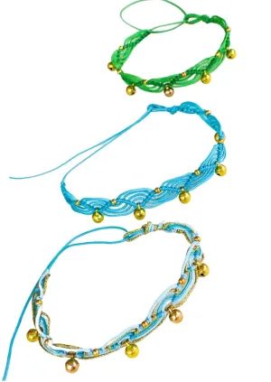 Macrame anklet, Blue tones macrame and golden bells anklets, Colorful anklet, ankle chain, macrame jewelry, Jingle bells anklet, X-mas gift