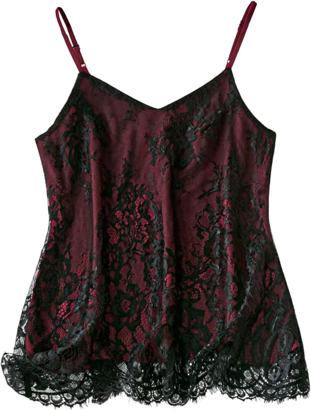 MakeMeChic Women's Floral Lace V Neck Camisole Spaghetti Strap Sleeveless Y2k Tank Tops