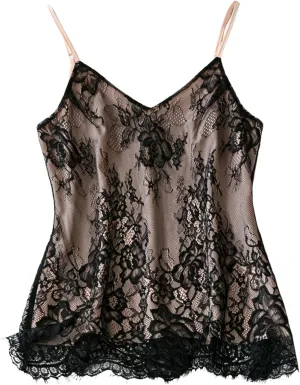 MakeMeChic Women's Floral Lace V Neck Camisole Spaghetti Strap Sleeveless Y2k Tank Tops