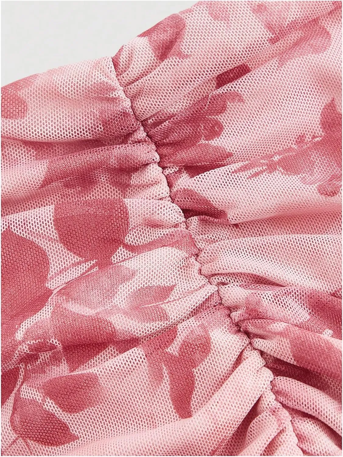 MakeMeChic Women's Plus Size Floral Print Ruched Lettuce Trim Ruffle Hem Maxi Skirt