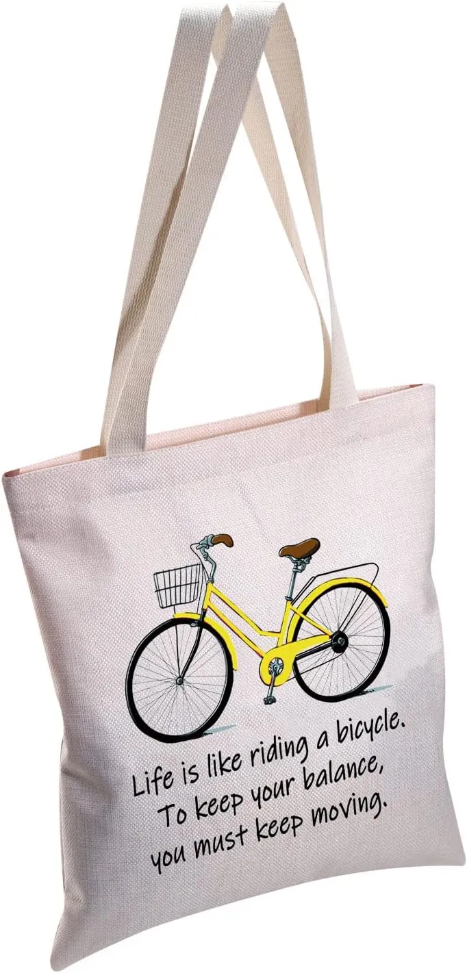 MBMSO Bicycle Gift Cosmetic Bag Bicycle Makeup Bag Life is Like Riding a Bicycle Zipper Bag Cyclist Gift Cycling Toiletry Bag