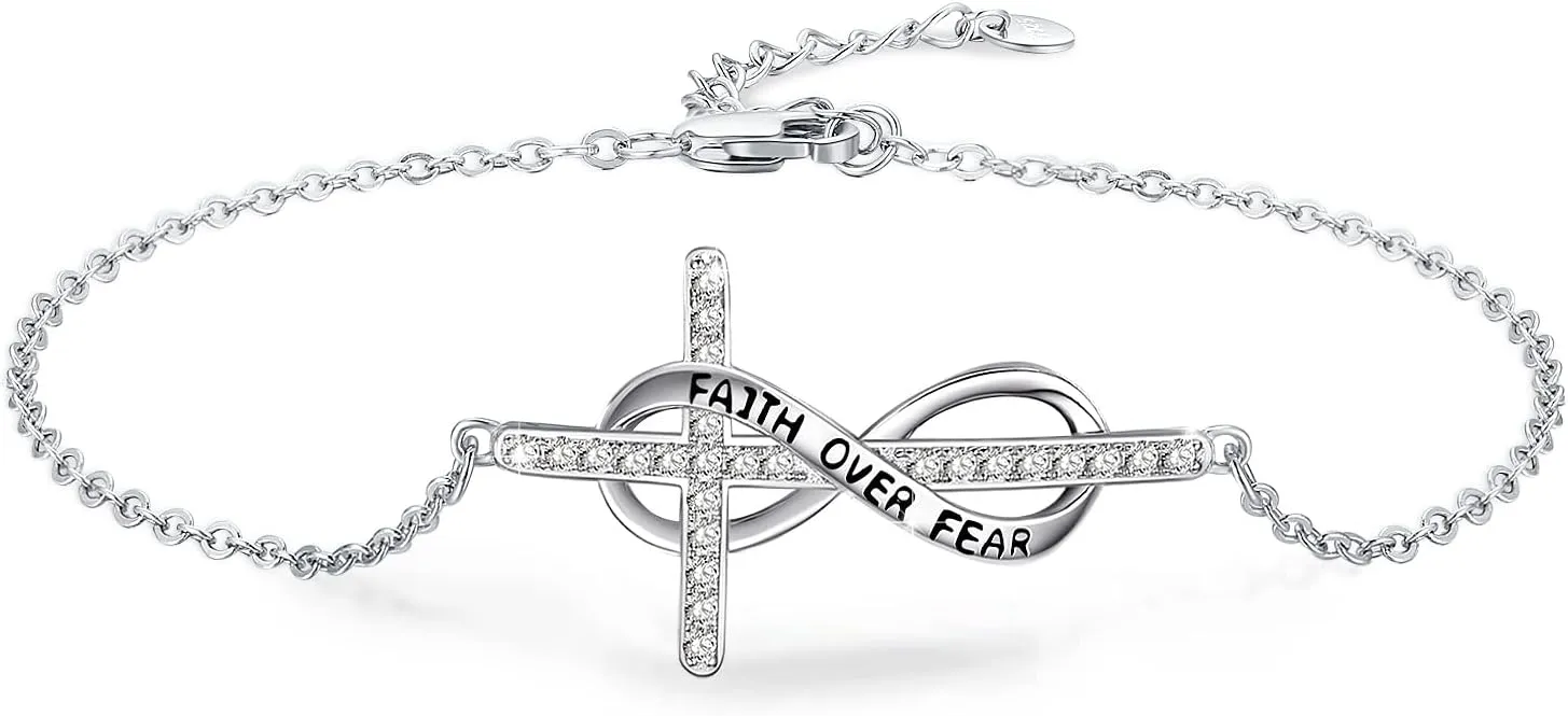 MEDWISE Infinity Anklet 925 Sterling Silver Adjustable Cross Anklet Summer Beach Jewelry Gifts for Daughter Women Wife Mom