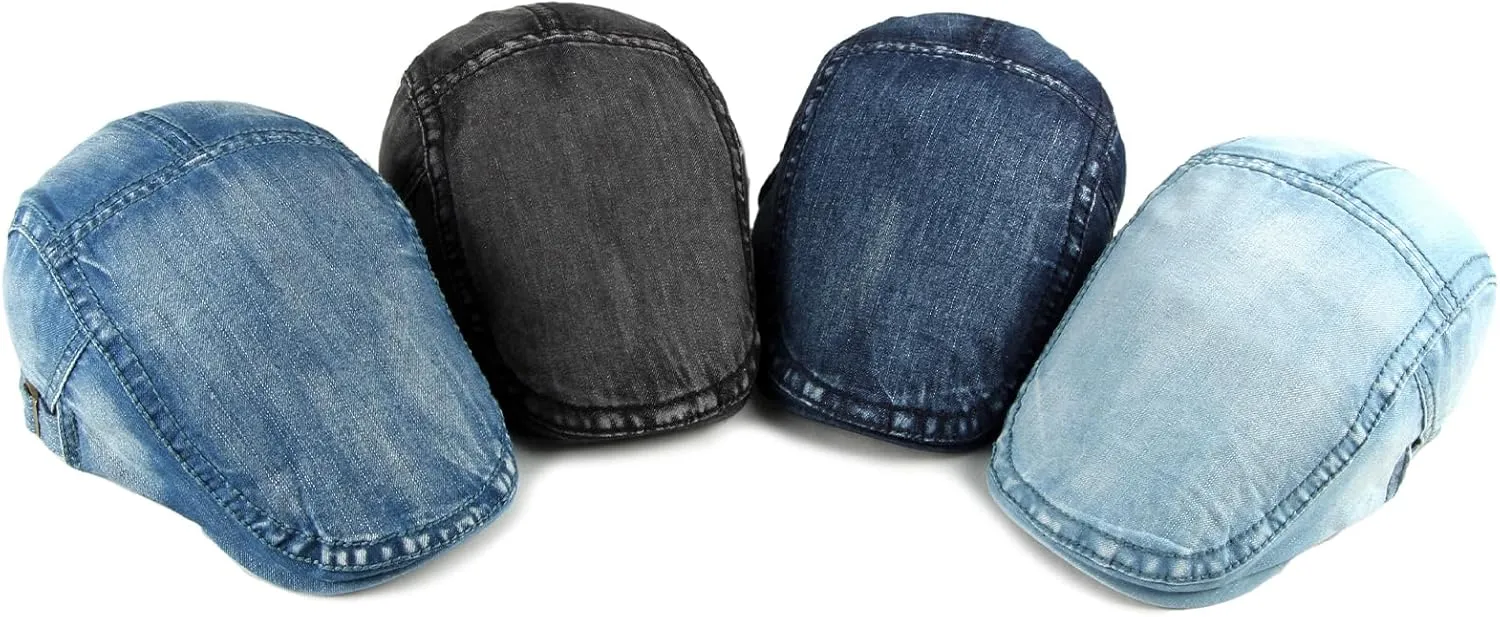 meioro Women Denim Newsboy Cap Cotton Flat Cap Ivy Gatsby Driving Hunting Gatsby Cabbie Hats for Men