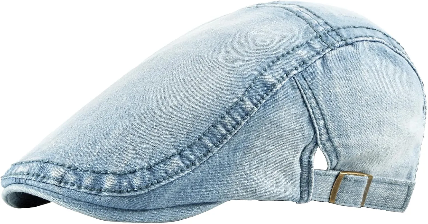 meioro Women Denim Newsboy Cap Cotton Flat Cap Ivy Gatsby Driving Hunting Gatsby Cabbie Hats for Men