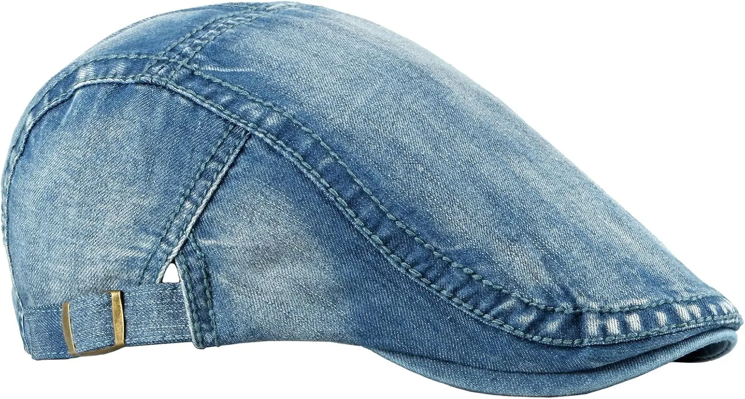 meioro Women Denim Newsboy Cap Cotton Flat Cap Ivy Gatsby Driving Hunting Gatsby Cabbie Hats for Men