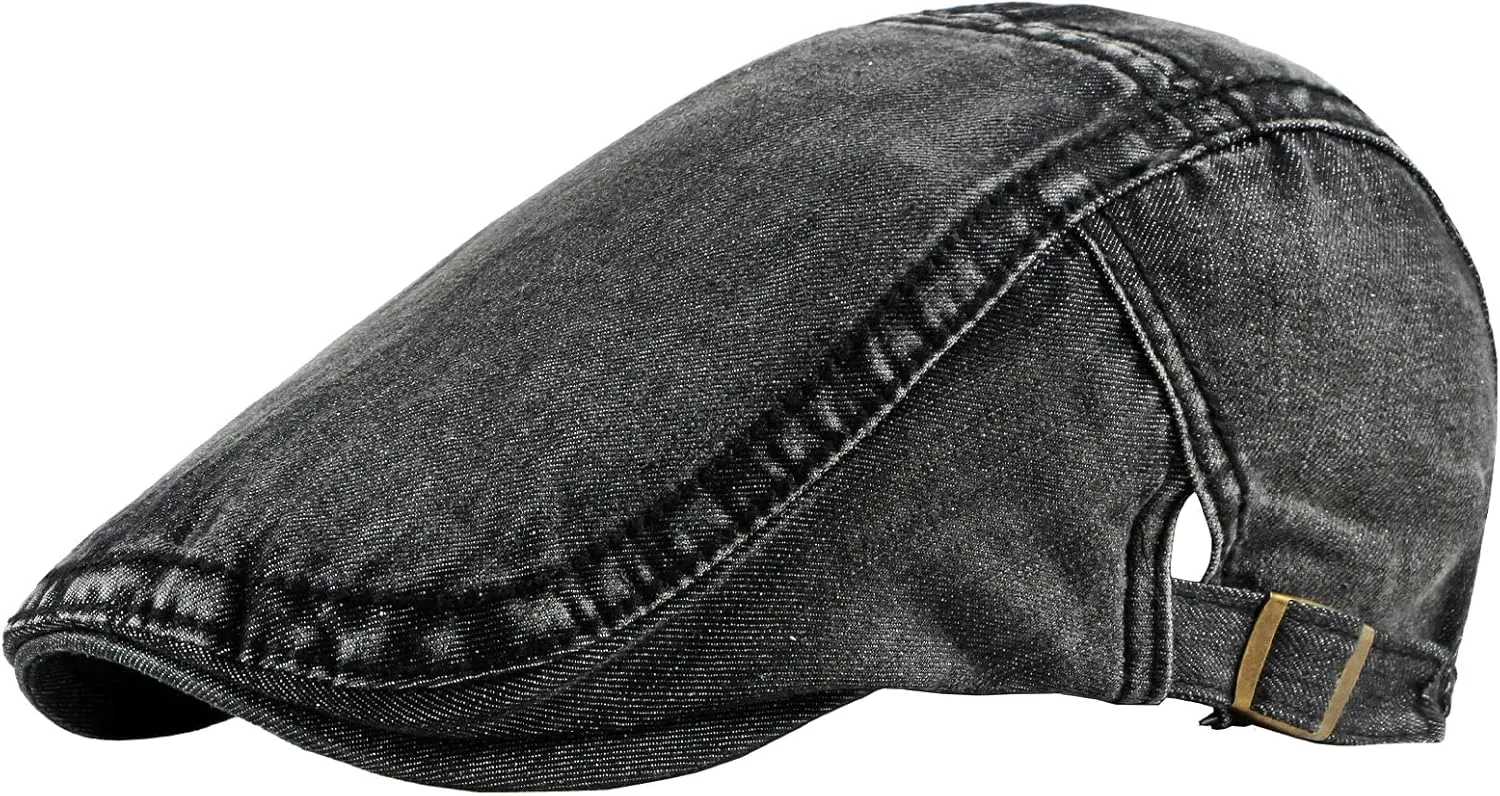 meioro Women Denim Newsboy Cap Cotton Flat Cap Ivy Gatsby Driving Hunting Gatsby Cabbie Hats for Men