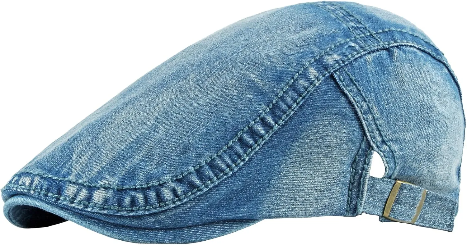 meioro Women Denim Newsboy Cap Cotton Flat Cap Ivy Gatsby Driving Hunting Gatsby Cabbie Hats for Men