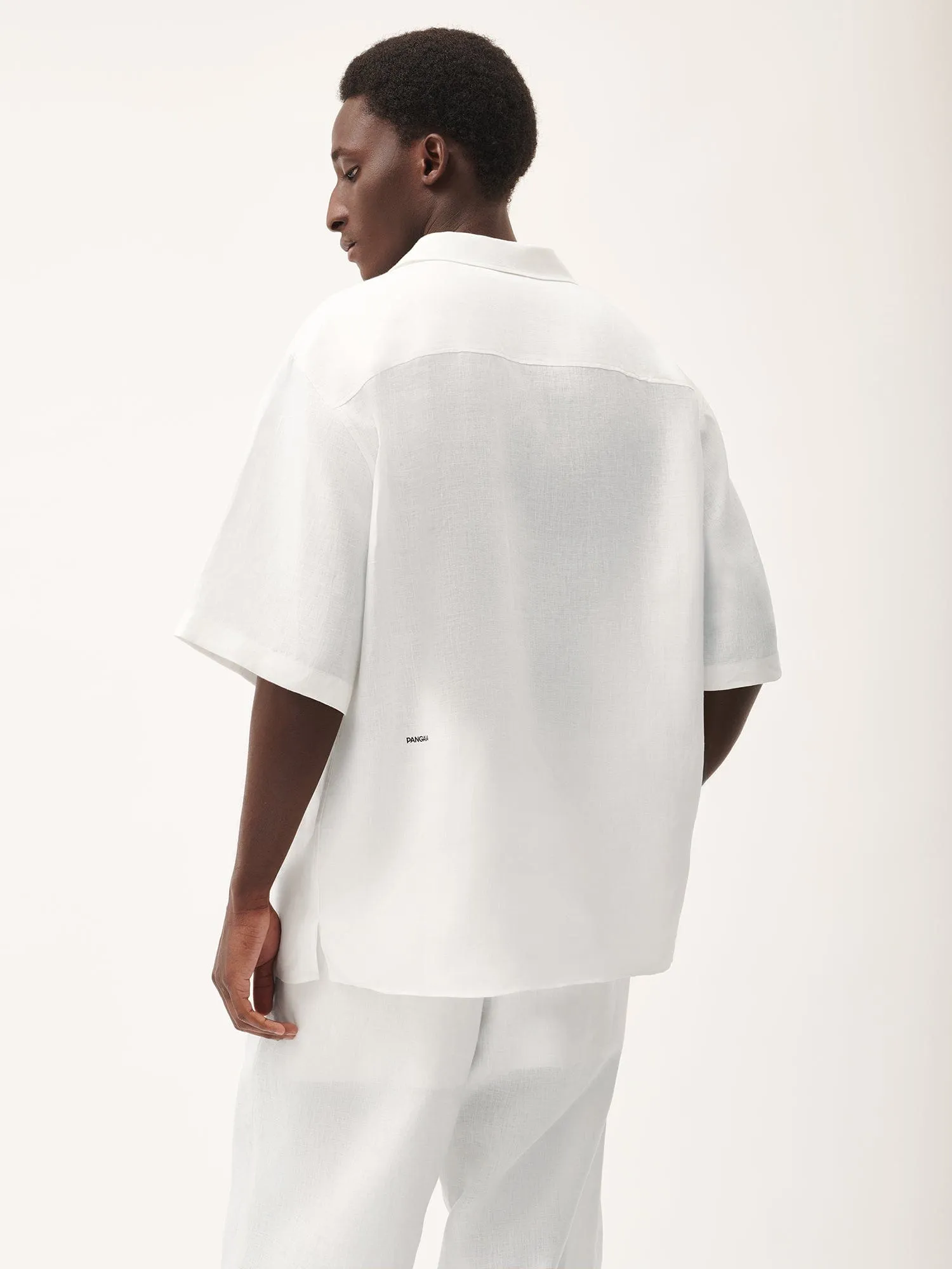 Mens Aloe Linen Camp Collar Shirtoff-white