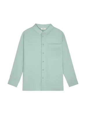 Mens Aloe Linen Collared Long Sleeve Shirteucalyptus blue
