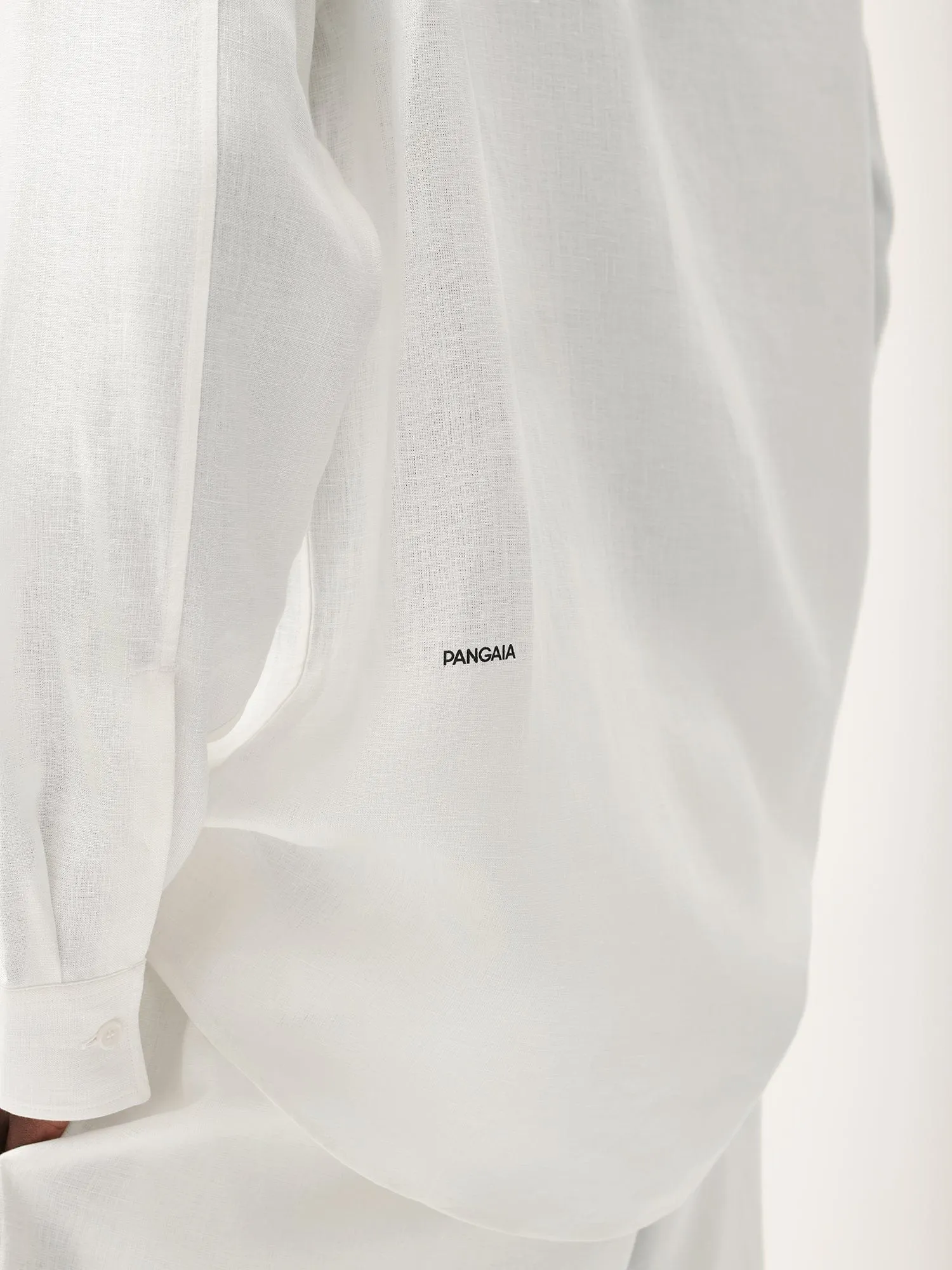 Mens Aloe Linen Collared Long Sleeve Shirtoff-white