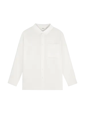 Mens Aloe Linen Collared Long Sleeve Shirtoff-white
