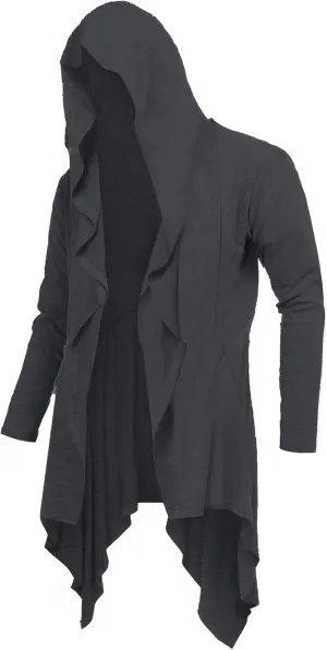 Mens Cardigan Long Open Front Draped Lightweight Hooded Sweater with Pockets