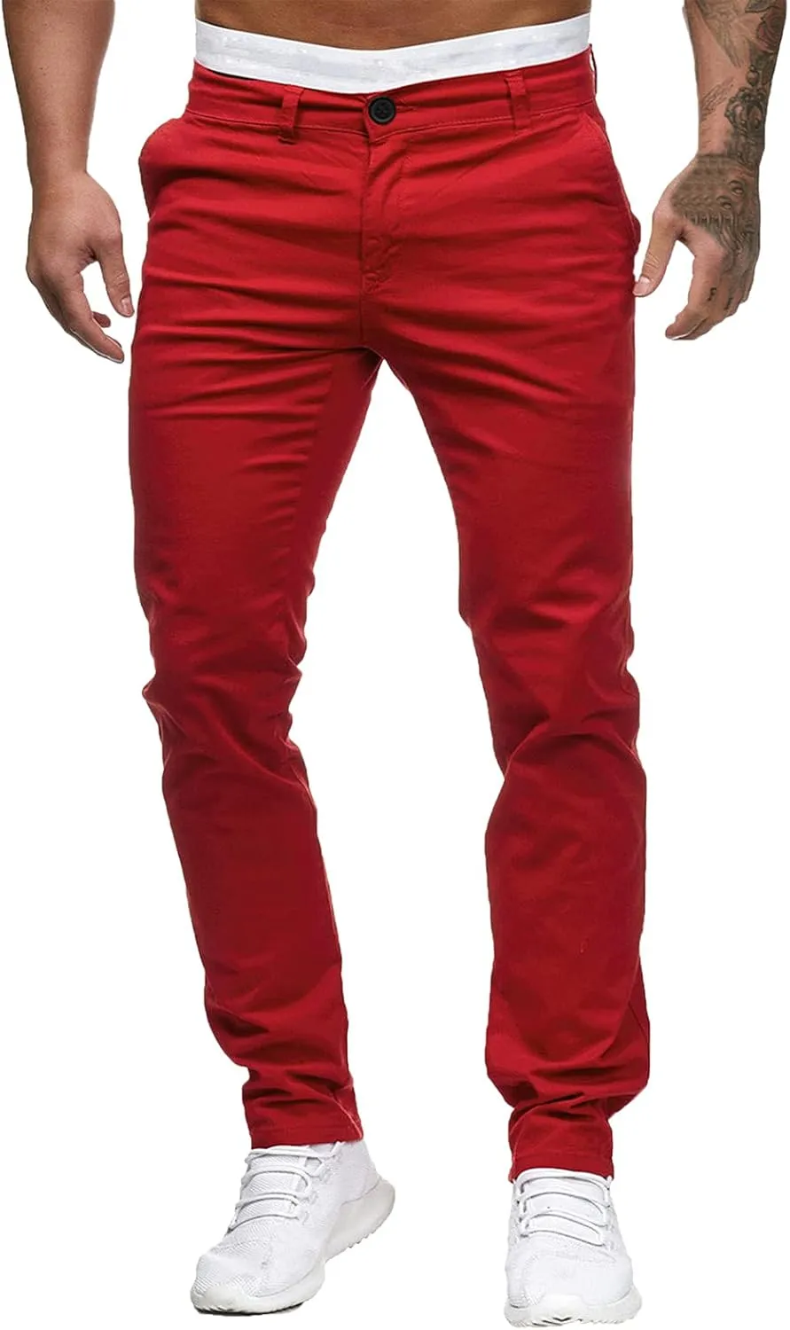 Men's Casual Pants High Waist Zip Off Straight Leg Pants Casual Slim Fit Lightweight Chino Golf Pants Pencil Trousers