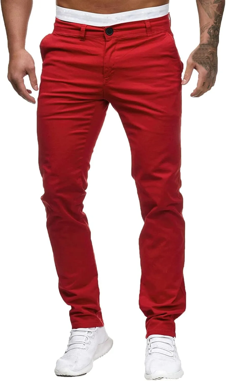 Men's Casual Pants High Waist Zip Off Straight Leg Pants Casual Slim Fit Lightweight Chino Golf Pants Pencil Trousers