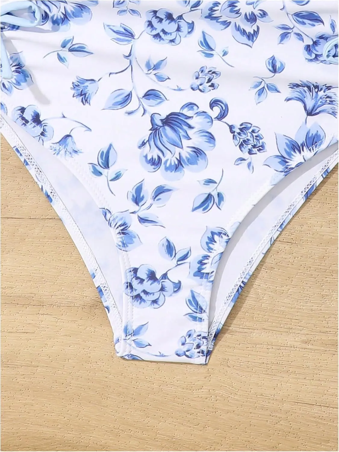 Milumia Girl's Floral One Piece Swimwear Bow Tie Side Spaghetti Strap Swimsuits