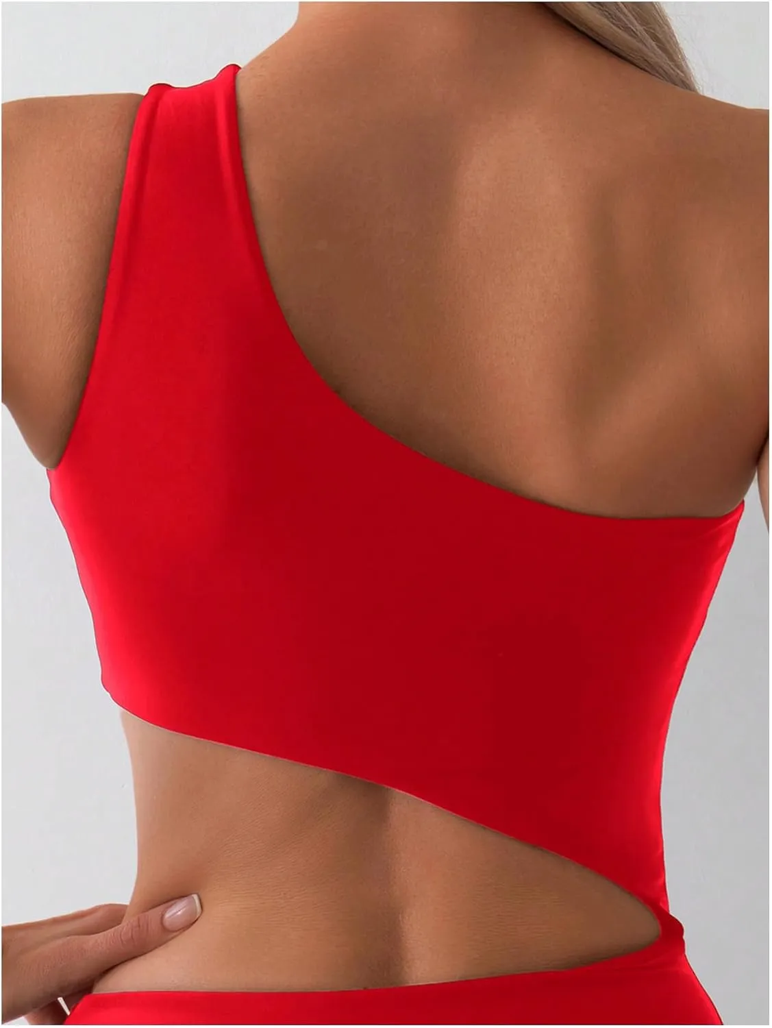 Milumia Women's Cut Out One Piece Swimsuit One Shoulder Sleeveless Wireless Bathing Suits