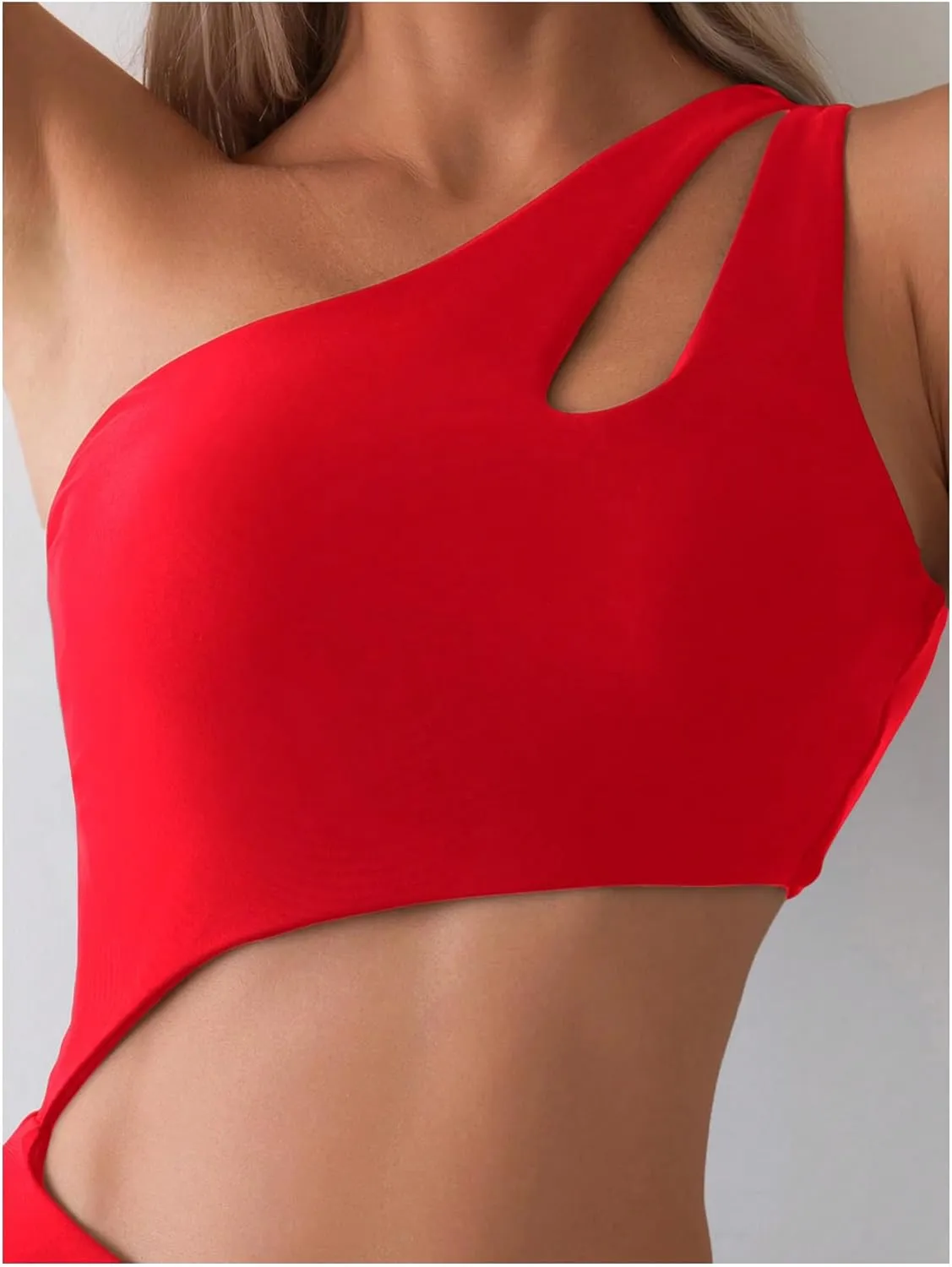 Milumia Women's Cut Out One Piece Swimsuit One Shoulder Sleeveless Wireless Bathing Suits