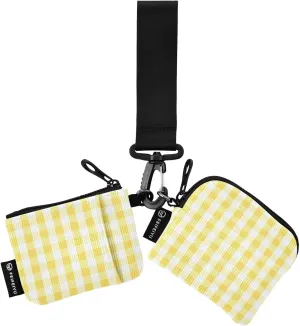 Modern Geometric Yellow Plaid Wristlet Keychain Wallets for Women Portable Small Coin Purse