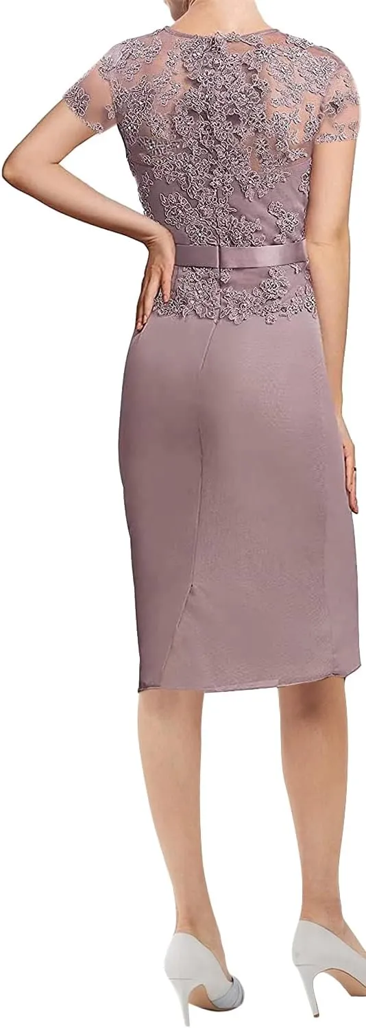 Mother of The Bride Dresses for Wedding Two Piece Evening Formal Dress Lace Wedding Guest Dresses V Neck Chiffon Jacket