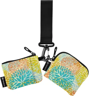 Orange and Blue Flower Chrysanthemum Wristlet Keychain Wallets for Women Portable Small Coin Purse